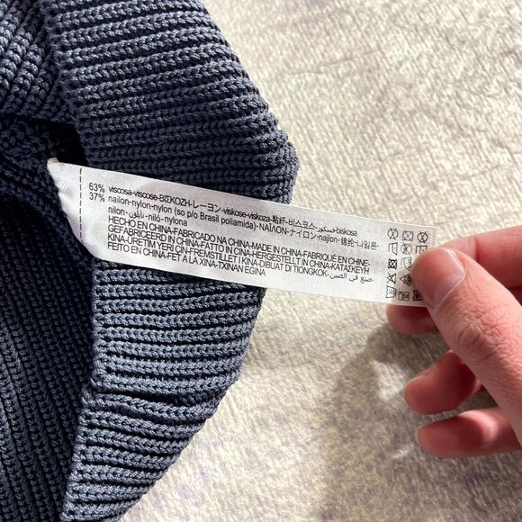 ZARA Mock Neck Ribbed Knit Cropped Sweater‎ Pullover Blue Size Medium - Picture 7 of 8